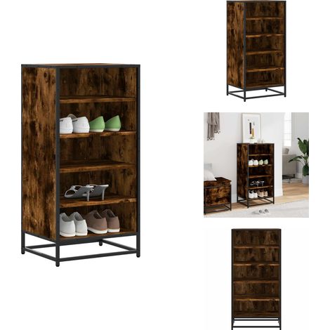 Schuhregal Räuchereiche 48x38x97,5 cm Holzwerkstoff - Schuhregal - Schuhregale - Schuhschrank - Schuhe Aufbewahrung (1/5)
