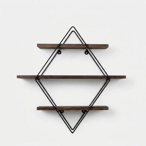 Wandregal aus Holz und Metall mit 3 Ablagen Element (1/4)