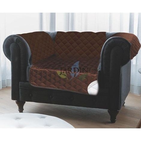 Funda protectora de sillón reversible 1 plaza marrón y beige, funda para sofá, protección eficaz (1/2)