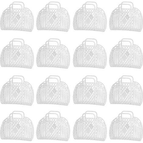 Ensemble de 16 paniers de rangement de salle de bain en plastique à motif diamant, souples et portables (1/5)