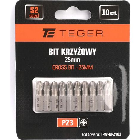 Punta a croce PZ 25 mm/PZ3 (set da 10) / teger