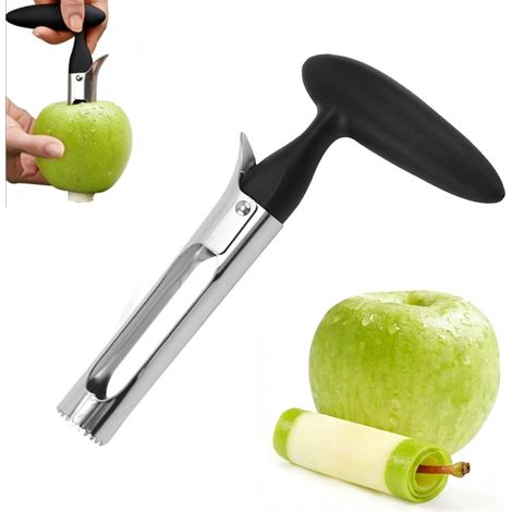Vide pomme, dénoyauteur avec poignée ABS et lame dentelée inox, noir. (1/5)