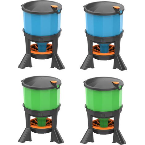 Lot de 2 abreuvoirs + mangeoires avec pieds pour poules 35 L Kit de 4 accessoires pour volailles (1/5)