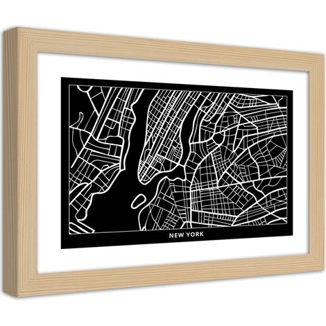 Quadro con cornice, Piano di New York - 30x20 (1/5)