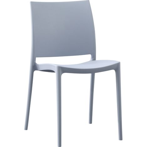 Chaise empilable design en plastique couleur gris clair résistant aux UV – jardin terrasse et intérieur 100007892