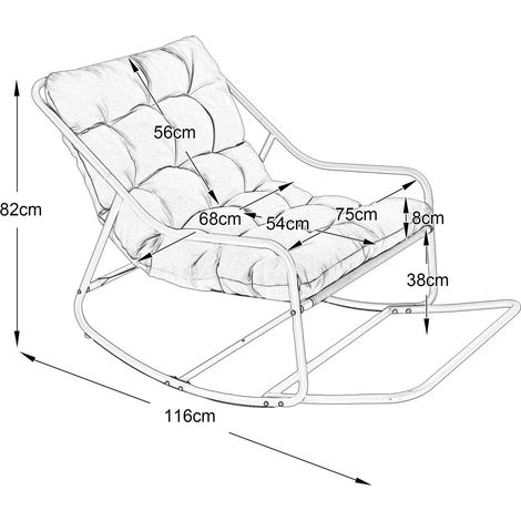 Chaise à bascule d'extérieur coussin confortable épais et moelleux cadre beige coussin beige (1/5)