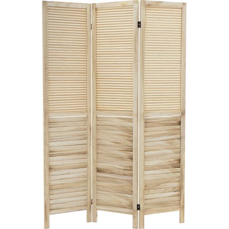 ML-Design Paravento Pieghevole 3 Pannelli "Osaka" in Legno Naturale 170x121 cm Schermo Separatore Autoportante per Interni, Divisorio Stanza, Separé Decorativo per Camera da Letto, Soggiorno o Ufficio