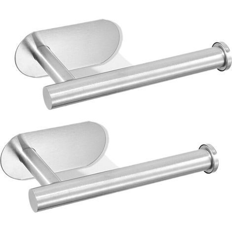 Porte-rouleau de papier toilette sans perçage en acier inoxydable, pour salles de bains et buanderies, argent brossé (1/5)