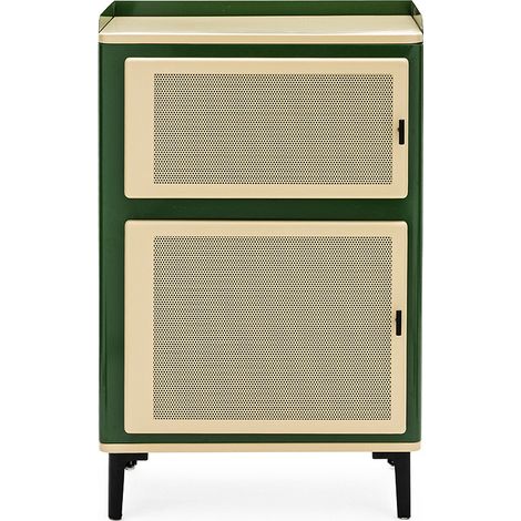 Petit meuble de rangement 2 portes en métal H94cm - Vert - Vintagio (1/5)