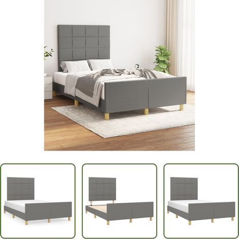 Kopfteil -  Bettgestell ohne Matratze Dunkelgrau 120x190 cm Stoff (1/5)