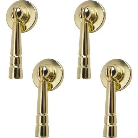 Lot de 4 boutons de tiroir de cuisine dorés brossés en forme de goutte en bambou doré avec vis de montage pour armoire, placard (1/5)