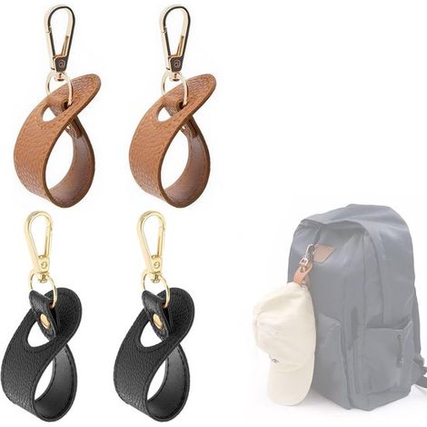 4-teiliges Hutclip-Set – Hutclip für bequemes Reisen – PU-Leder – hitze- und staubfreier Hutclip – Taschenaufhänger – Taschenklemme – Rucksackklemme – Taschenclip (1/5)