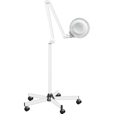 Virellio – Lampe loupe 5x sur roulettes – 24 W, 2400 lumens, lumière blanche froide, bras articulé 470 mm – Pour esthéticienne, nail art et loisirs créatifs (1/5)