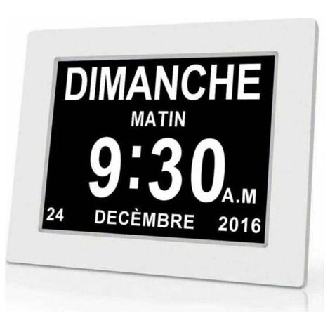Horloge calendrier numérique One Piece 7 pouces avec date et heure, horloge Alzheimer pour parents, rappel de médicaments pour grands-parents et enfants - Blanc - 20414324mm..DEBUNS