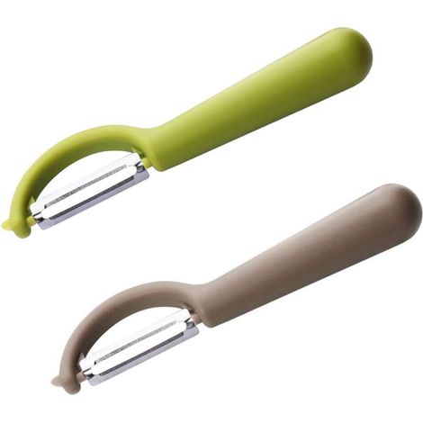 Éplucheur multifonctionnel en acier inoxydable, 2 pièces, éplucheur à fruits incurvé, tranchant et durable (1/3)