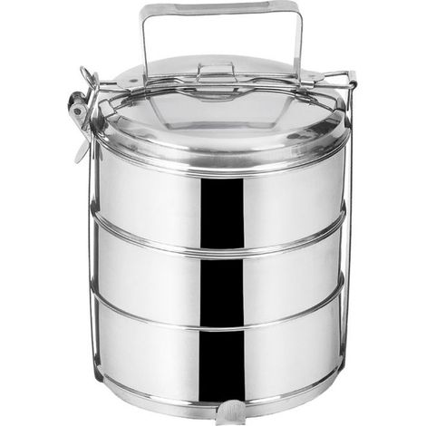 Lunch Box Isotherme Compartimentée VILDE - 3 niveaux - 27 cm x 16 cm - Acier inoxydable (1/5)