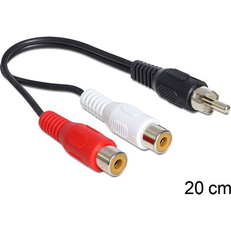 Delock cable rca 2 x female  rca 1 x male 0,2 m