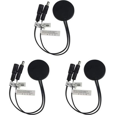 3X Interrupteur Tactile à Capteur LED en Panneau de Bois Interrupteur Caché Interrupteur Tactile pour Bande LED Noir