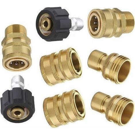Accessoires pour nettoyeurs haute pression, kit de raccords rapides pour tuyau haute pression, raccord rapide M22 3/8 3/4, 8 pièces (1/4)
