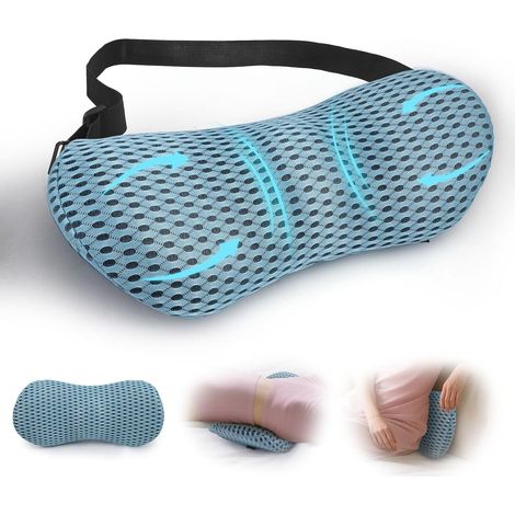 Car Lumbar Cushion,  Office Chair Lumbar Cushion,  Support Pillow for Office Chair and Car Seat,  Backrest with Adjustable Strap,  Ergonomic,  for Home,  Sofa,  Back Support,  Blue (1/5)