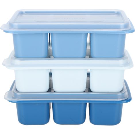 Moule à glaçons carré 6 cases avec couvercle, 3 pièces pour boules de glace, qualité alimentaire. (1/5)