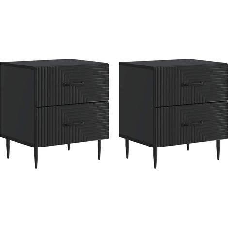 vidaXL Armadio da Notte con cassetto 2 pcs Nero 43 x 34,5 x 47,5