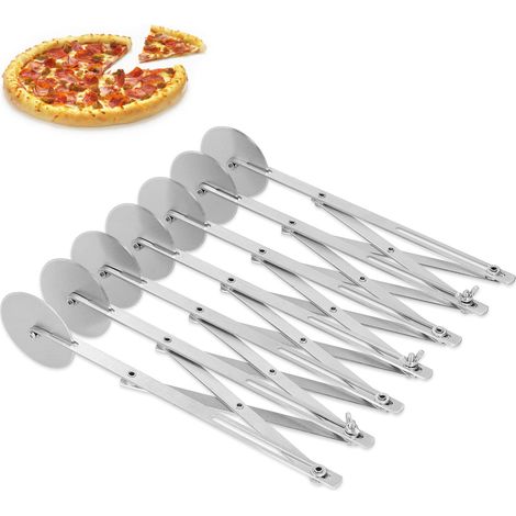 Coupe-Pizza Ajustable, Coupe-Pâte à 7 Roues, Roulette à Pizza à 7 Roues, Roulette à Pâte En Acier Inoxydable Roulette à Pâtisserie Trancheuse à Pizza Diviseur De Pâte Pour Tarte Et Biscuits (1/5)