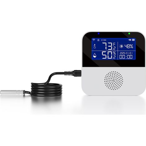 Capteur de température WiFi avec sonde externe étanche, moniteur intelligent de température et d'humidité avec écran LCD rétroéclairé, alarme buzzer et alerte de notification d'application (1/5)