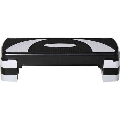 Stepper Aerobique - Hauteur Reglable Sur 3 Niveaux - Pour Fitness Cardio Et Yoga - 80 X 31 X 20 Cm - Noir Et Gris - 1 Unite (1/5)