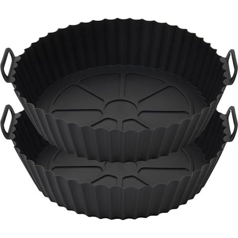 Ensemble de 2 moules réutilisables en silicone pour friteuse à air, pour cuisiner et pâtisser, avec un nettoyage facile.-AquaForge (1/5)