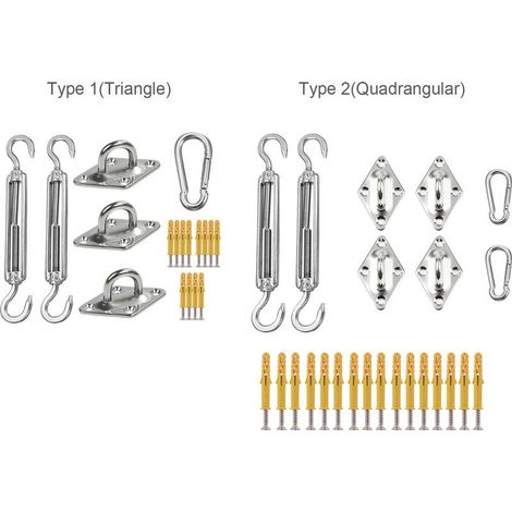 Kit of material of sail of shading for sail of shading rectangulaires, Installation of accessories in stainless steel (1/5)