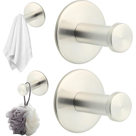 2 Pièces Crochets Muraux pour Salle de Bain, Crochet a Visser En Acier Inoxydable, Crochets Muraux Accroche Serviette pour Chambre, Cuisine, Entrée, Brossé (1/5)