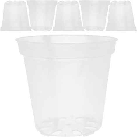 Transparente Pot de Fleurs 6 Pièces Ensemble De Fleurs avec Trous De Drainage Pots pour Orchidées en Clairs 15cm Idéal pour Plantes D'Intérieur Et D'Extérieur (1/5)