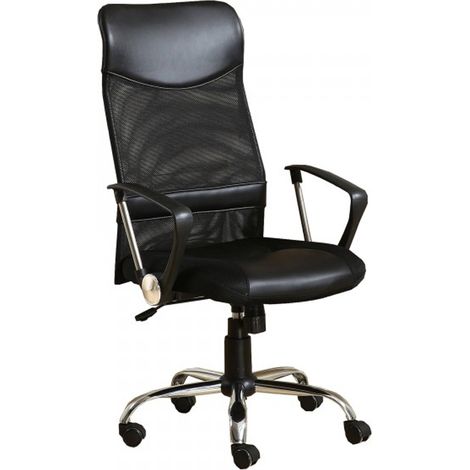 Fauteuil de bureau Campus inclinable en simili cuir Noir reglable en hauteur et angle du dossier réglable.