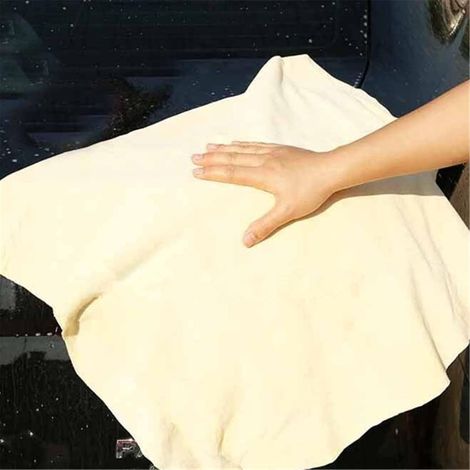 Peau de Chamois, Naturel Séchage de Voiture Magique Premium, Non Pelucheux, sans Rayures (S/70x40cm) (1/5)