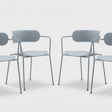 Set 4 sedie poltroncine impilabili da giardino e cucina Asmar - Azzurro