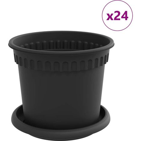 Maison Exclusive - Vasi per Piante 24 pcs Nero Ø 15 x 12 cm Plastica