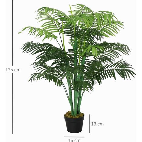 Palmier artificiel de 125 cm de haut, plante artificielle avec 18 palmes en pot, idéal pour le salon ou le balcon. (1/5)