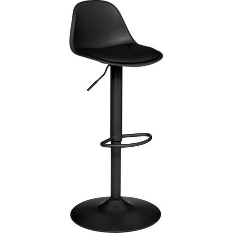 Atmosphera – Tabouret de bar pivotant réglable noir – Hauteur d'assise 61,5 à 82,5 cm – Structure en polypropylène et acier – Repose-pieds intégré (1/9)