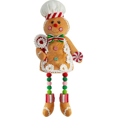 Lebkuchenmann-Figur für den Weihnachtsbaum, teleskopischer Cartoon-Stil, ideal zum Dekorieren eines Schaufensters während der Feiertage (Stil 2). (1/2)