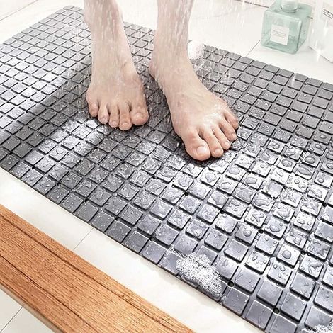 Tapis de Douche - 70 x 40 cm Tapis Douche Antidérapant avec Ventouse Peut être Adsorbé sur Le Sol Lisse - Le Tapis Baignoire Convient à la Baignoire et à la Salle de Bain (Gris) (1/5)