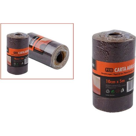 TRADE SHOP - 2 Rotoli Carta Vetrata Abrasiva 5 Metri Grana P120 Levigare Smussare -