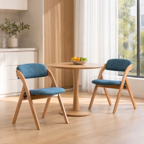 Lot de 2 chaises pliantes avec housses amovibles, bleues, pour cuisine, bureau, mariage et pique-nique (1/5)