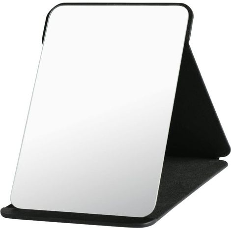 Schminkspiegel, tragbarer Klapptischspiegel, hochauflösender, verstellbarer Klappspiegel aus PU-Leder, leicht zu transportieren, ultradünn und robust, 25,5 x 18 cm