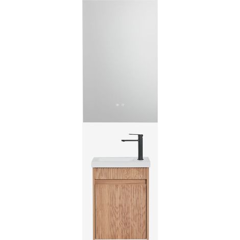 Ensemble meuble de salle de bain suspendu en bois avec lavabo intégré Narek SKLUM (1/5)