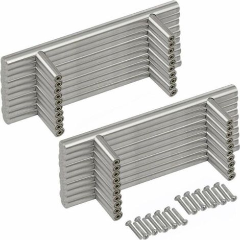 20PCS Poignée Bâton De Porte T- Bar Cuisine Porte Meuble Poignées Acier Inoxydable - Entraxe 64 mm
