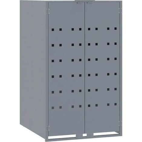 Casier de rangement à roulettes, adapté aux poubelles à un compartiment, gris acier (1/5)