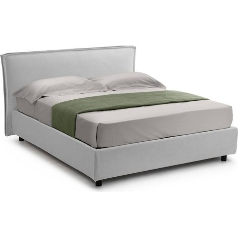 Cama Francesa Brienza, Colchón Incluido, Desenfundable Made in Italy, Con Cajón, Blanca