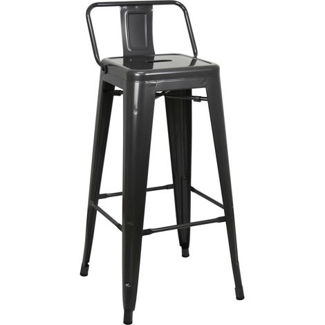 Pack 4 Taburetes Tudix Industrial con Respaldo Gun Metal (1/5)