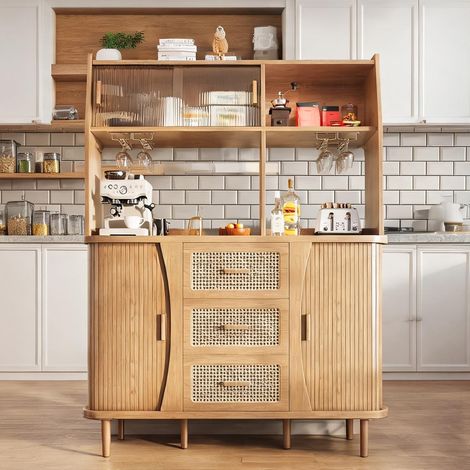 Buffet coloris bois en mDF métal 140 x 40,5 x 174,5 cm (1/5)